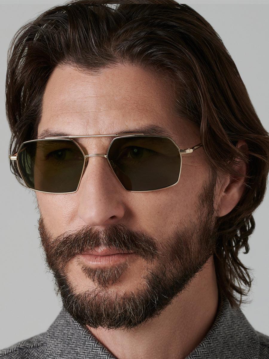 AHLEM Haussmann Grey Gold Sunglasses | sunglasscurator.com