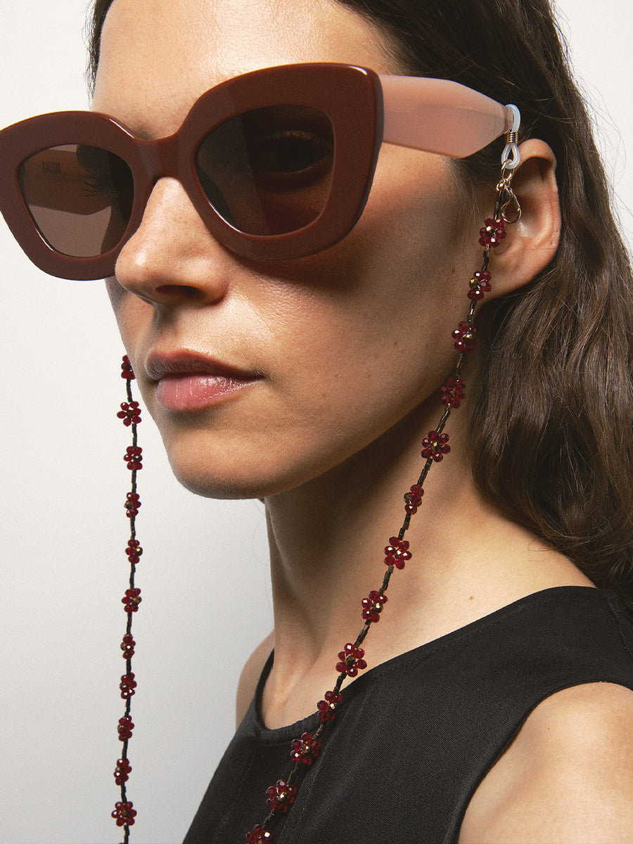 Burgundy Flower Eyewear Chain