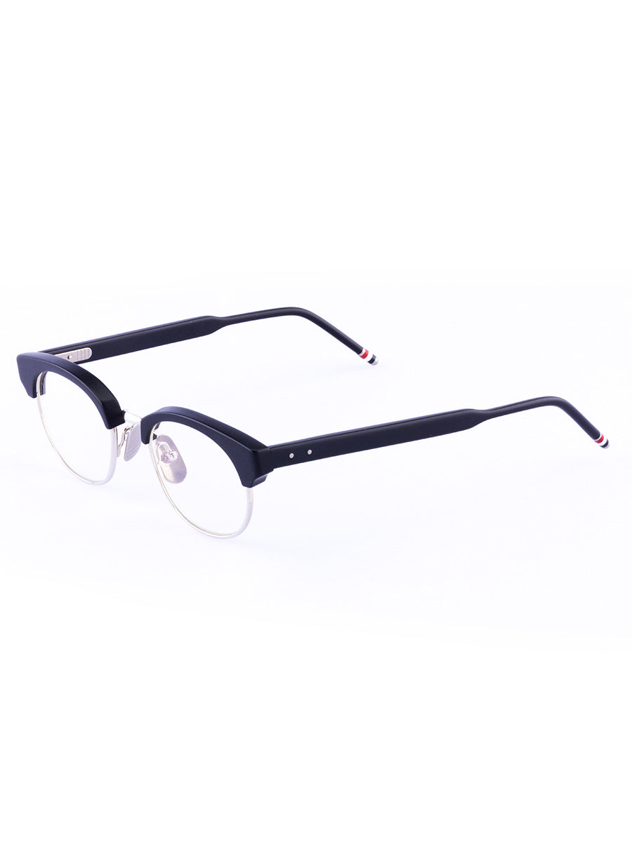 702A-004 Black and Silver Oval Eyeglasses