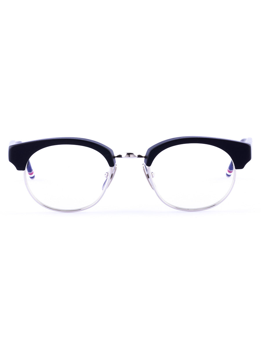 702A-004 Black and Silver Oval Eyeglasses