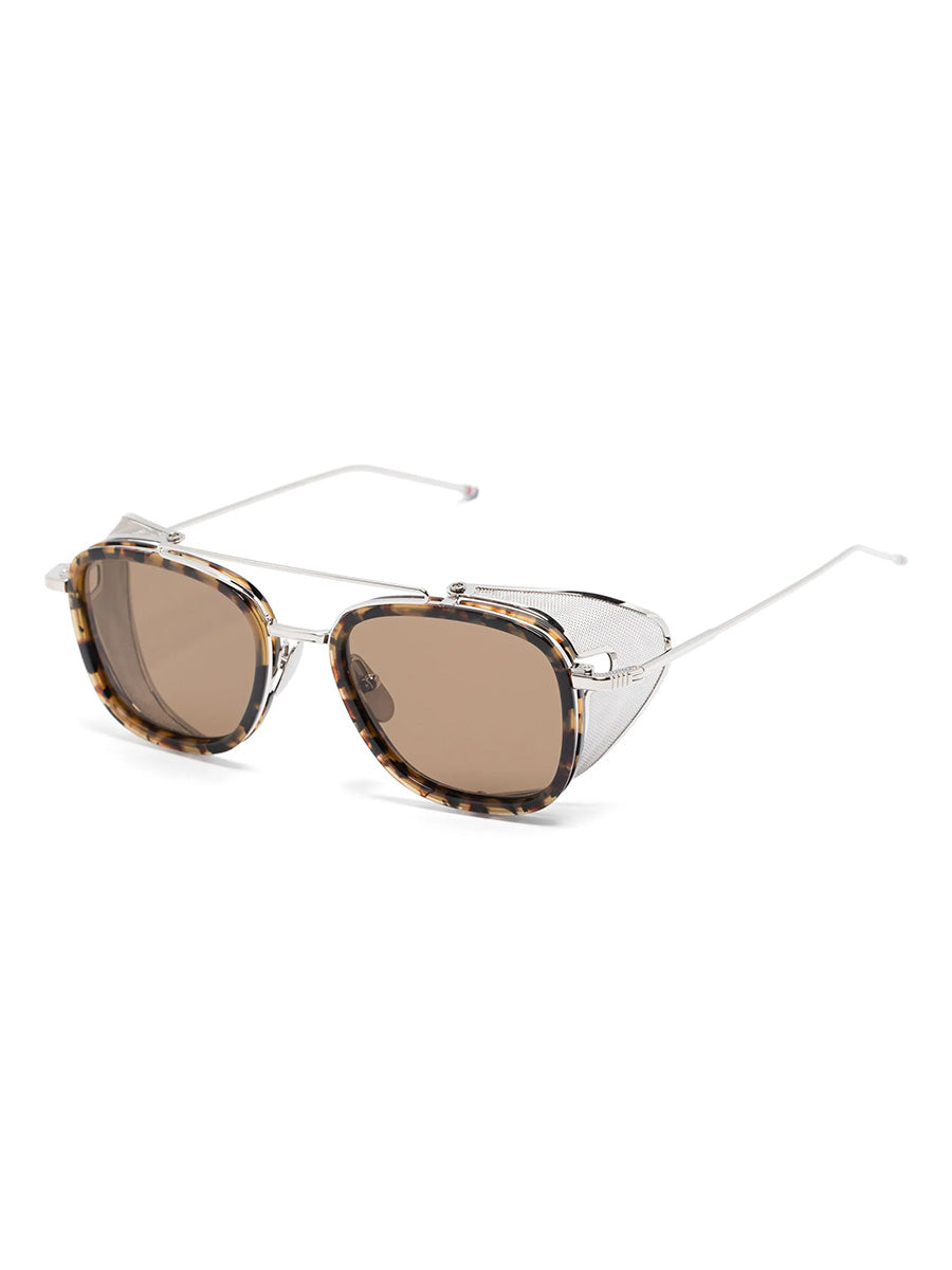 808A 020 Brown Tortoise Acetate Silver Titanium Square sunglasses